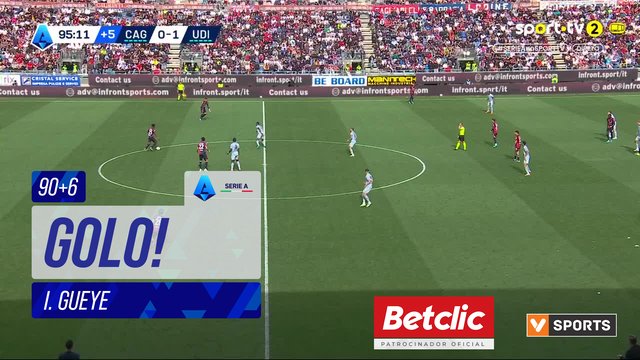 GOLO! Udinese, I. Gueye aos 90'+6', Cagliari 0-2 Udinese