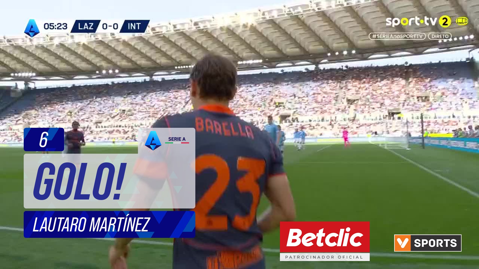GOLO! Internazionale, Lautaro Martínez aos 6', Lazio 0-1 Internazionale