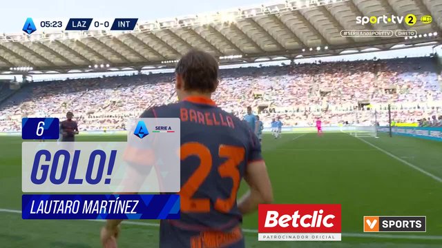 GOLO! Internazionale, Lautaro Martínez aos 6', Lazio 0-1 Internazionale