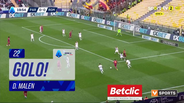GOLO! Roma, D. Malen aos 22', Parma 0-1 Roma