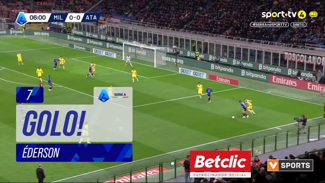 GOLO! Atalanta, Éderson aos 7', Milan 0-1 Atalanta