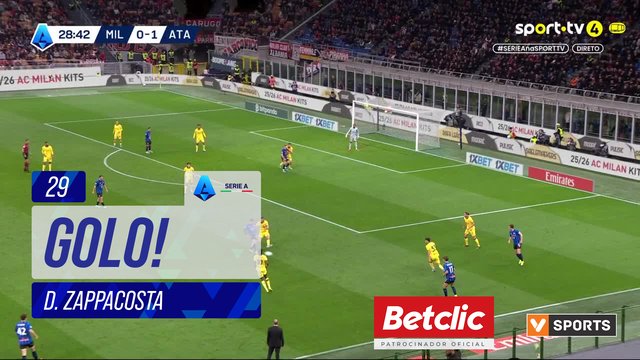 GOLO! Atalanta, D. Zappacosta aos 29', Milan 0-2 Atalanta