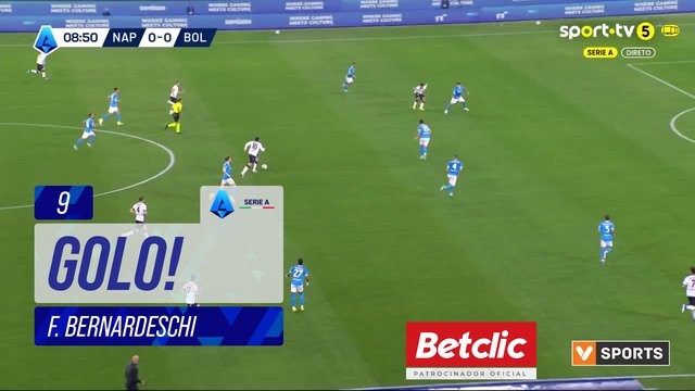 GOLO! Bologna, F. Bernardeschi aos 9', Napoli 0-1 Bologna