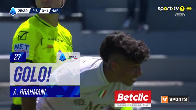 GOLO! Napoli, A. Rrahmani aos 27', Pisa 0-2 Napoli