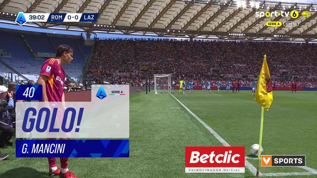 GOLO! Roma, G. Mancini aos 40', Roma 1-0 Lazio