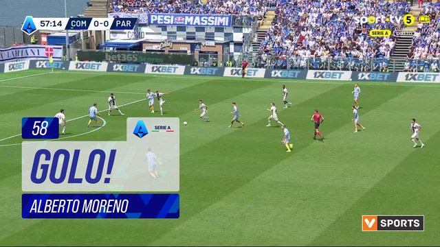 GOLO! Como, Alberto Moreno aos 58', Como 1-0 Parma