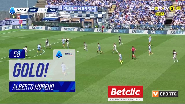 GOLO! Como, Alberto Moreno aos 58', Como 1-0 Parma