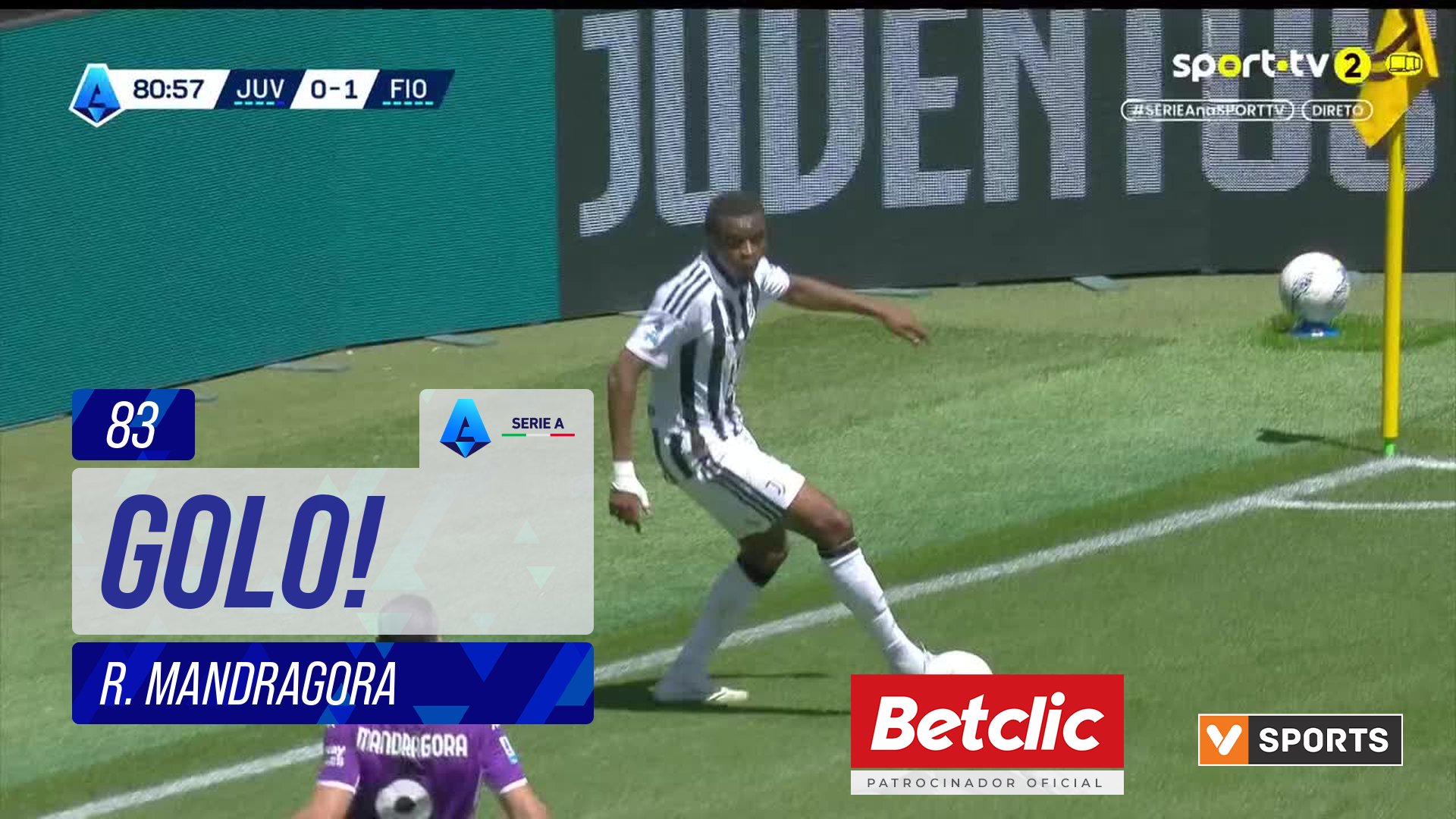 GOLO! Fiorentina, R. Mandragora aos 83', Juventus 0-2 Fiorentina