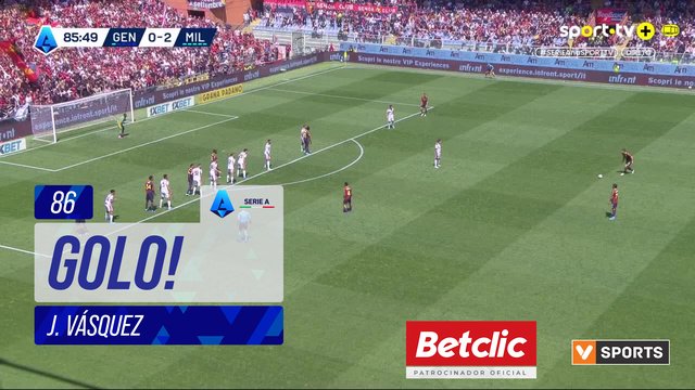 GOLO! Genoa, J. Vásquez aos 86', Genoa 1-2 Milan