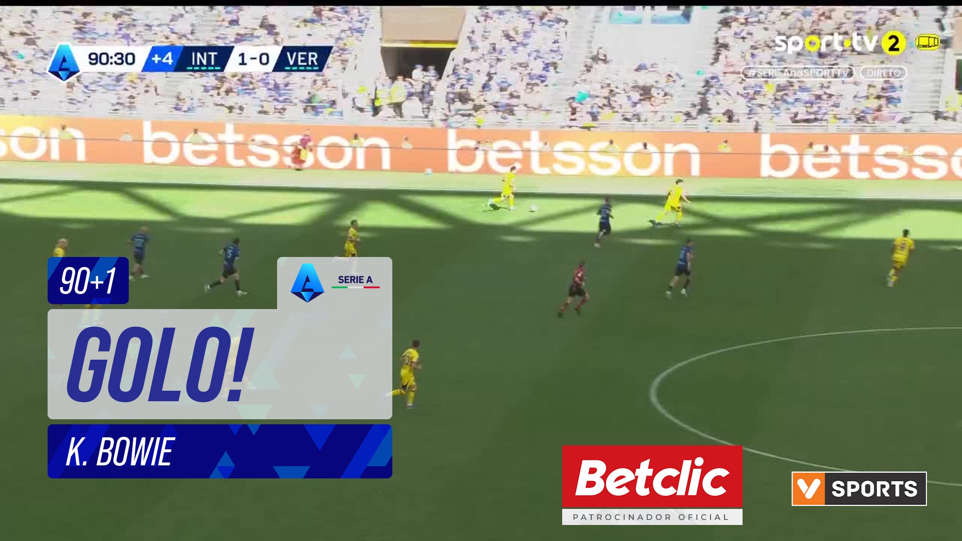 GOLO! Verona, K. Bowie aos 90'+1', Internazionale 1-1 Verona