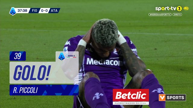 GOLO! Fiorentina, R. Piccoli aos 39', Fiorentina 1-0 Atalanta