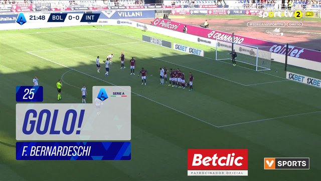 GOLO! Bologna, F. Bernardeschi aos 25', Bologna 1-1 Internazionale