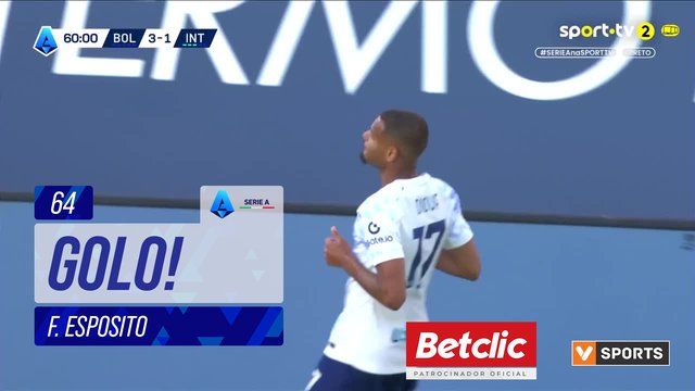 GOLO! Internazionale, F. Esposito aos 64', Bologna 3-2 Internazionale