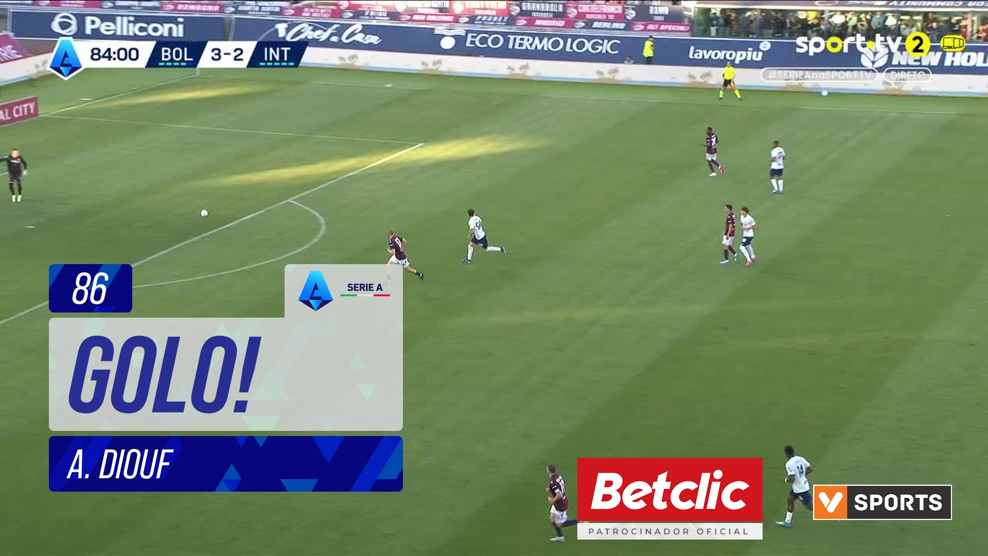 GOLO! Internazionale, A. Diouf aos 86', Bologna 3-3 Internazionale