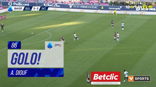 GOLO! Internazionale, A. Diouf aos 86', Bologna 3-3 Internazionale