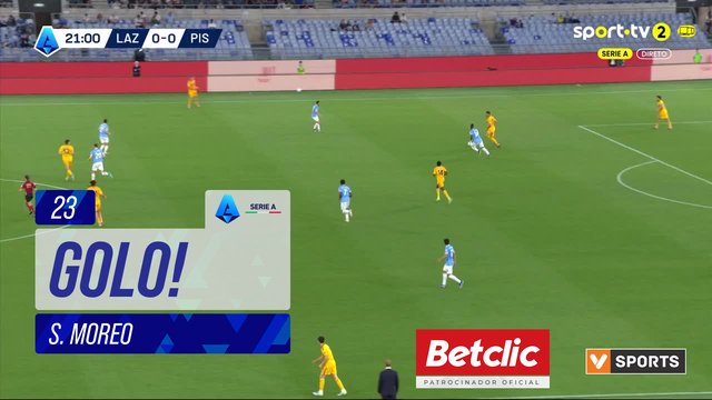 GOLO! Pisa, S. Moreo aos 23', Lazio 0-1 Pisa