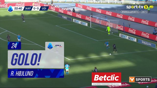 GOLO! Napoli, R. Højlund aos 24', Napoli 1-0 Udinese