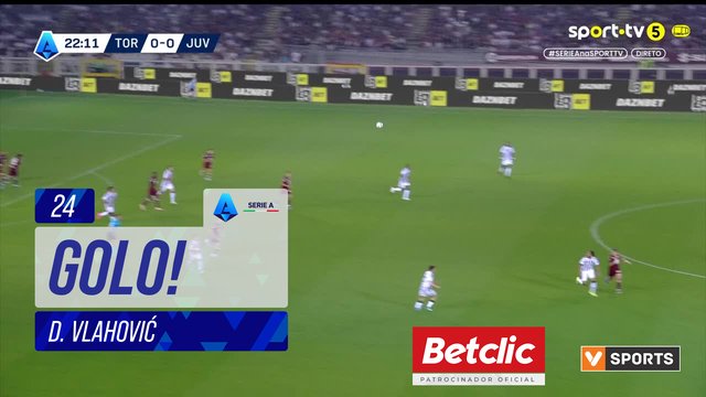 GOLO! Juventus, D. Vlahović aos 24', Torino 0-1 Juventus