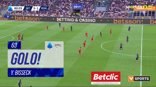 GOLO! Internazionale, Y. Bisseck aos 63', Internazionale 4-1 Monza