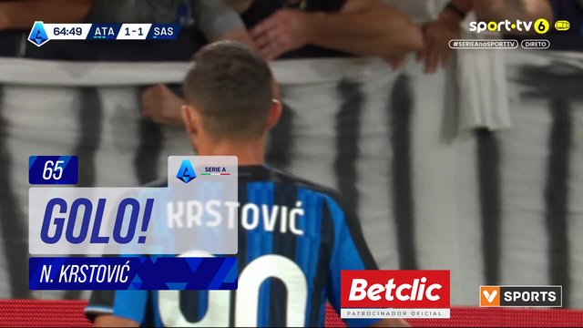 GOLO! Atalanta, N. Krstović aos 65', Atalanta 2-1 Sassuolo