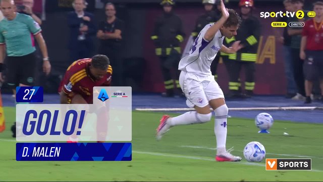 GOLO! Roma, D. Malen aos 27', Roma 1-0 Fiorentina