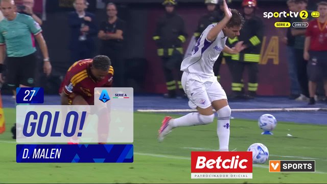 GOLO! Roma, D. Malen aos 27', Roma 1-0 Fiorentina
