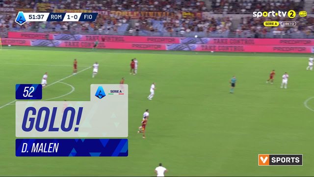 GOLO! Roma, D. Malen aos 52', Roma 2-0 Fiorentina