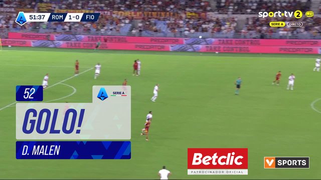 GOLO! Roma, D. Malen aos 52', Roma 2-0 Fiorentina