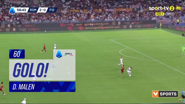 GOLO! Roma, D. Malen aos 60', Roma 3-0 Fiorentina