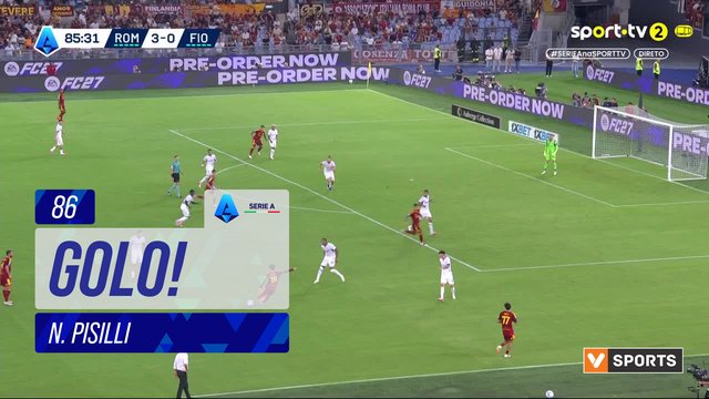 GOLO! Roma, N. Pisilli aos 86', Roma 4-0 Fiorentina