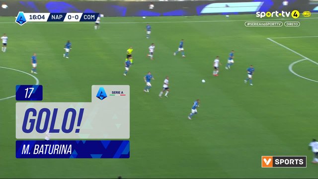 GOLO! Como, M. Baturina aos 17', Napoli 0-1 Como