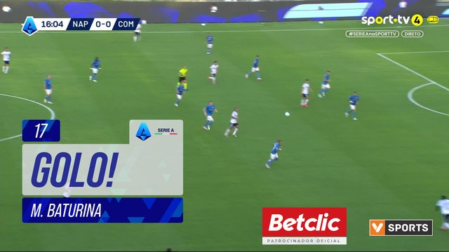 GOLO! Como, M. Baturina aos 17', Napoli 0-1 Como