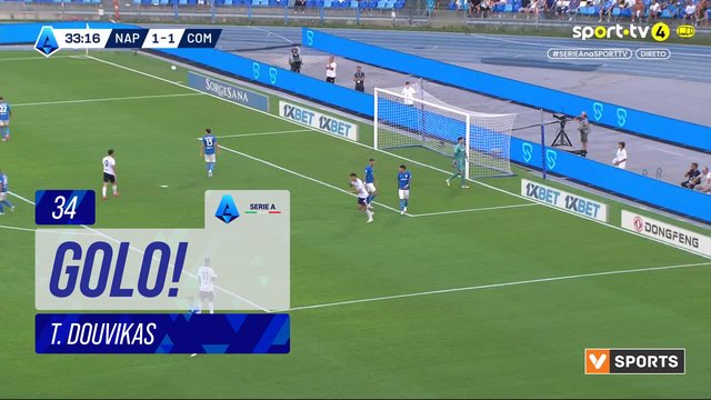 GOLO! Como, T. Douvikas aos 34', Napoli 1-2 Como