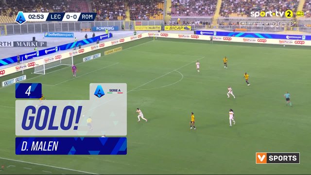 GOLO! Roma, D. Malen aos 4', Lecce 0-1 Roma