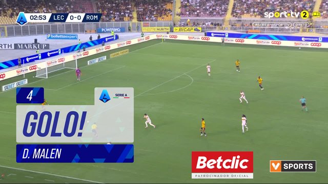 GOLO! Roma, D. Malen aos 4', Lecce 0-1 Roma