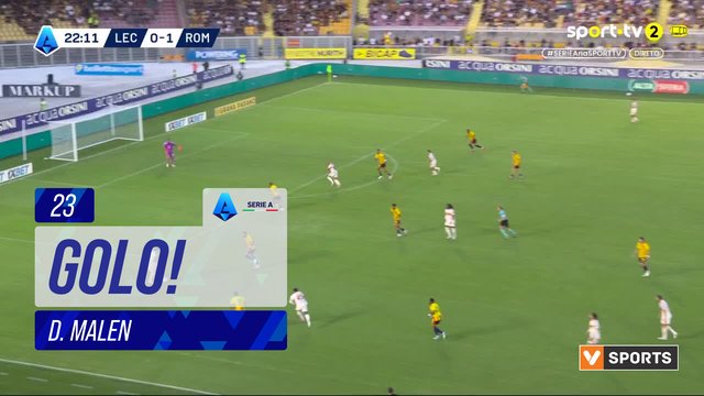 GOLO! Roma, D. Malen aos 23', Lecce 0-2 Roma