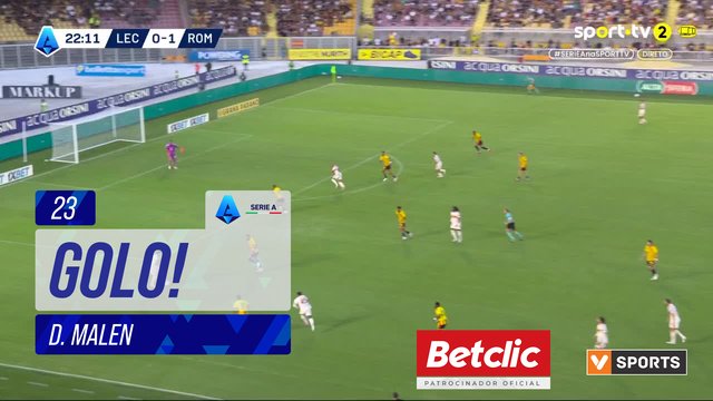 GOLO! Roma, D. Malen aos 23', Lecce 0-2 Roma