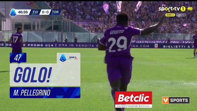 GOLO! Fiorentina, M. Pellegrino aos 47', Fiorentina 1-0 Torino