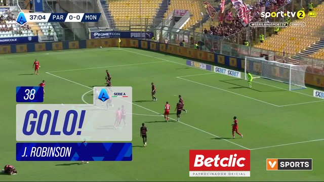 GOLO! Monza, J. Robinson aos 38', Parma 0-1 Monza