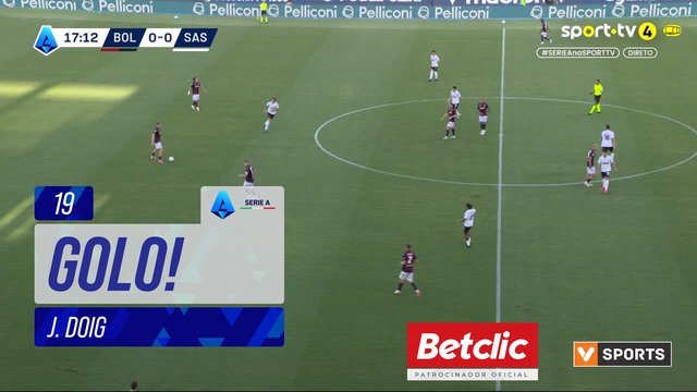 GOLO! Sassuolo, J. Doig aos 19', Bologna 0-1 Sassuolo