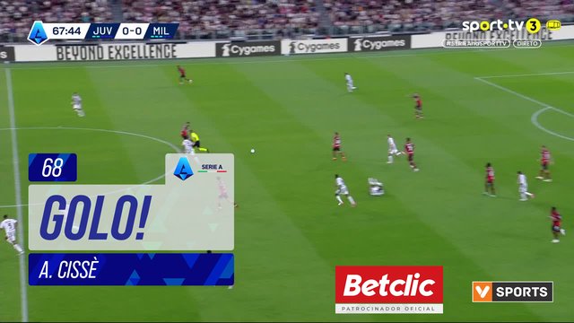 GOLO! Milan, A. Cissè aos 68', Juventus 0-1 Milan