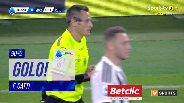 GOLO! Juventus, F. Gatti aos 90'+2', Juventus 1-1 Milan