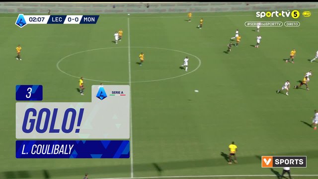 GOLO! Lecce, L. Coulibaly aos 3', Lecce 1-0 Monza