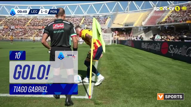 GOLO! Lecce, Tiago Gabriel aos 10', Lecce 2-0 Monza