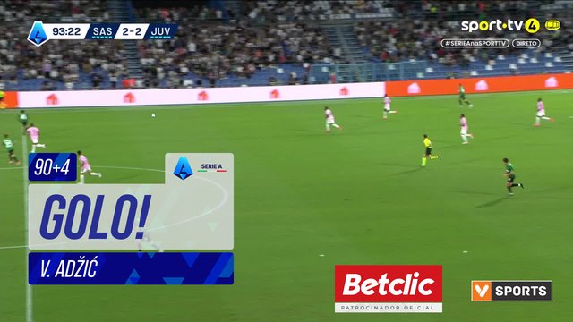 GOLO! Sassuolo, V. Adžić aos 90'+4', Sassuolo 3-2 Juventus