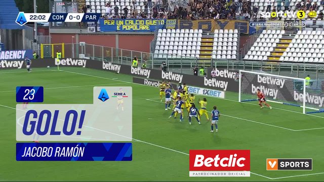 GOLO! Como, Jacobo Ramón aos 23', Como 1-0 Parma