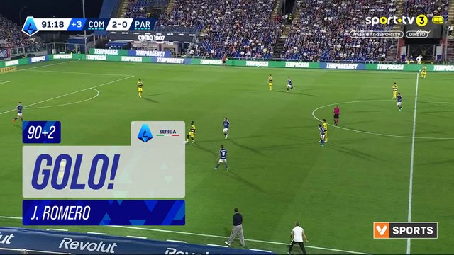 GOLO! Parma, J. Romero aos 90'+2', Como 2-1 Parma