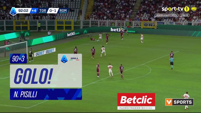 GOLO! Roma, N. Pisilli aos 90'+3', Torino 0-2 Roma