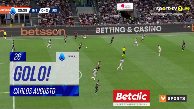 GOLO! Internazionale, Carlos Augusto aos 26', Internazionale 1-2 Udinese