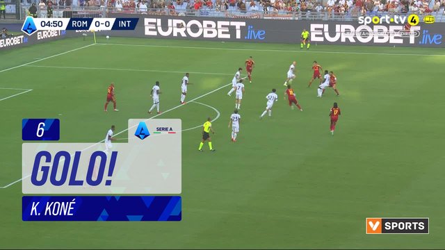 GOLO! Roma, K. Koné aos 6', Roma 1-0 Internazionale